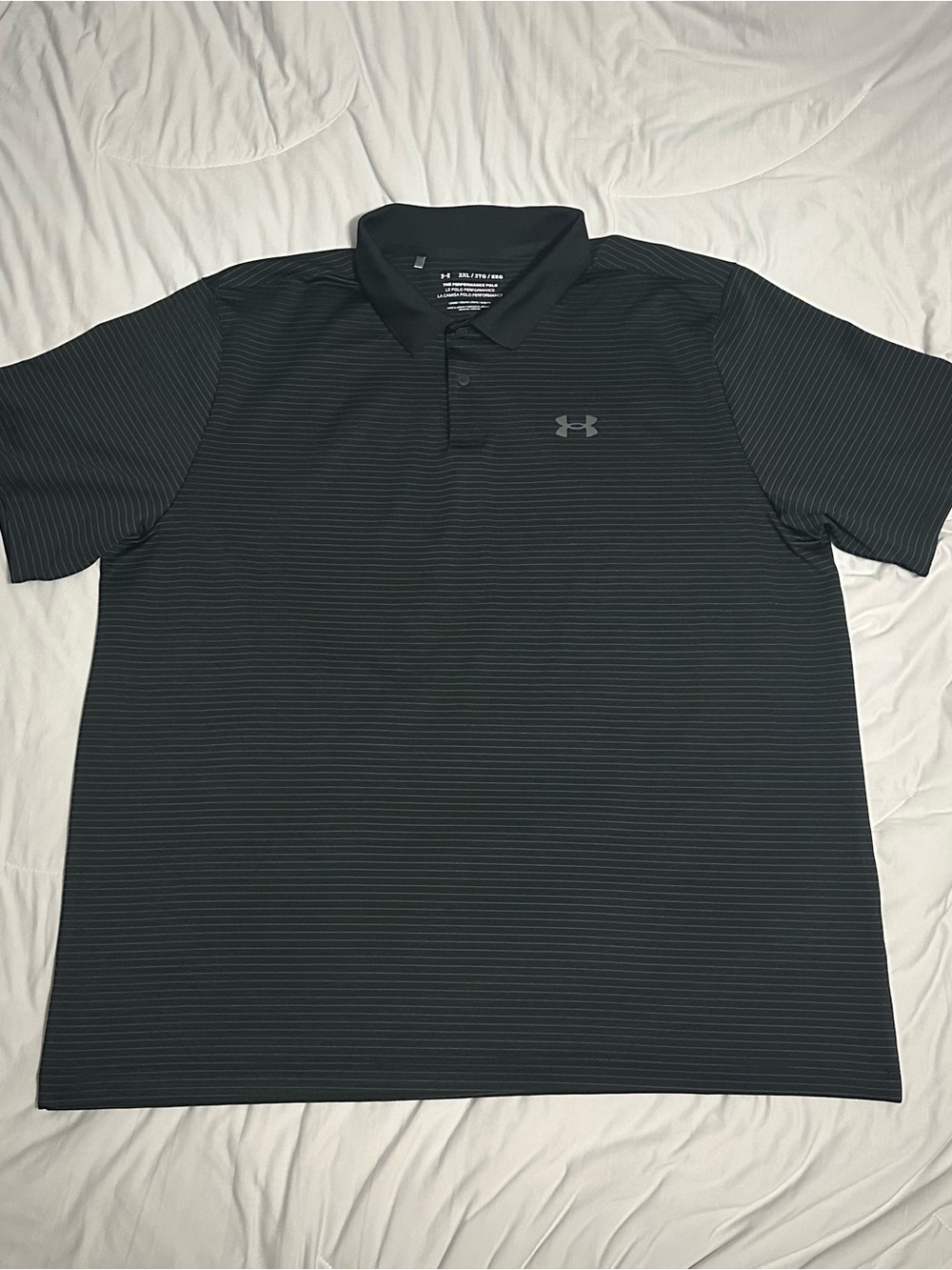 Under Armour Men’s Black Thin-Striped Polo